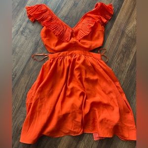 AKIRA backless ruffle orange dress